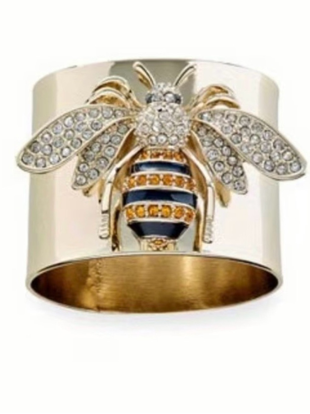 🐝 Gold Tone Bee Statement Ring with Rhinestone Accents - Picture 11 of 11